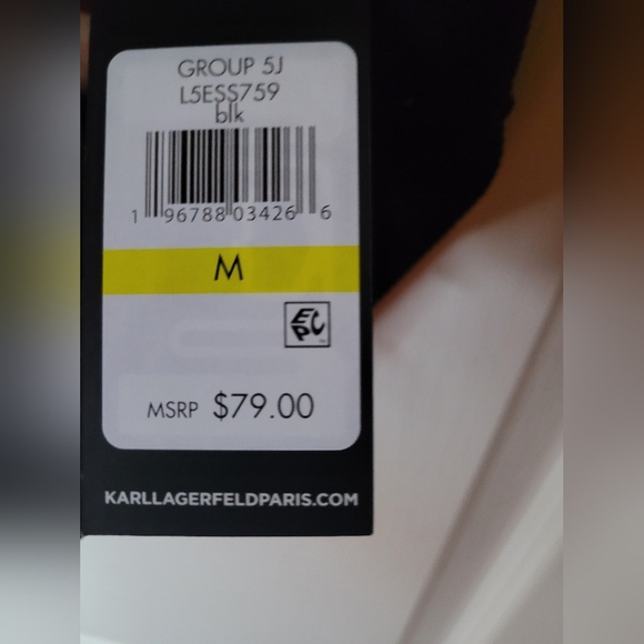 KARL LAGERFELD Black Ribbed V-Neck Sweater. Sz M - Picture 8 of 11